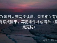 17c每日大赛两步读法：先抓相关有没有写成因果，再把条件补成清单（读完更稳）