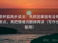 茶杯狐两步读法：先抓因果链有没有断点，再把情绪词删掉再读（写作也能用）