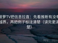 菠萝TV把信息拉直：先看推断有没有越界，再把例子标注清楚（读完更清楚）