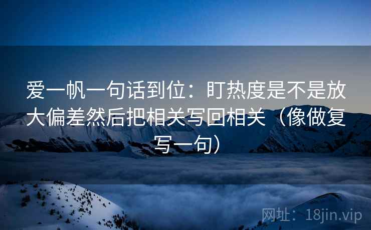 爱一帆一句话到位：盯热度是不是放大偏差然后把相关写回相关（像做复写一句）