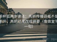 茶杯狐两步读法：先抓传播链是不是断开，再把结尾改成摘要（像做复写一句）